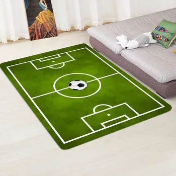 

3D Football Carpet Living Room Soft Flannel Boy Kids Bedroom Rug Non-slip Bathroom Doormat Home School Sport Decor Mats tapetes