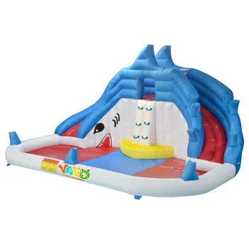 Price Inflatable Water Slide Shark Water Park Swimming Pool Kids Funny Water Games With Blower Courtyard Grassland Inflatable Games