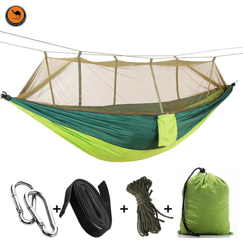 High Strength Double Person Folding Hammock Portable Camping Furniture Outdoor Travel Kits Stit Mixed Colors