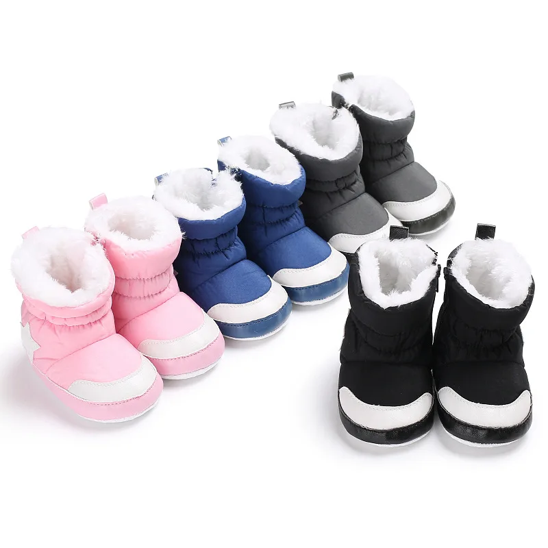 Best selling winter baby high help warm snow boots five-pointed star style non-slip toddler shoes |