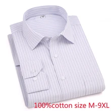 Новое поступление весна осень мужские классические очень большой в полоску натуральный хлопок Длинные рукава рубашки высокого качества большие размеры M-6XL7XL8XL9XL