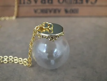 

Free ship!! 25x15mm Small ball shape glass globe pendant & crown shape cap/DIY pop glass vial necklace pendant