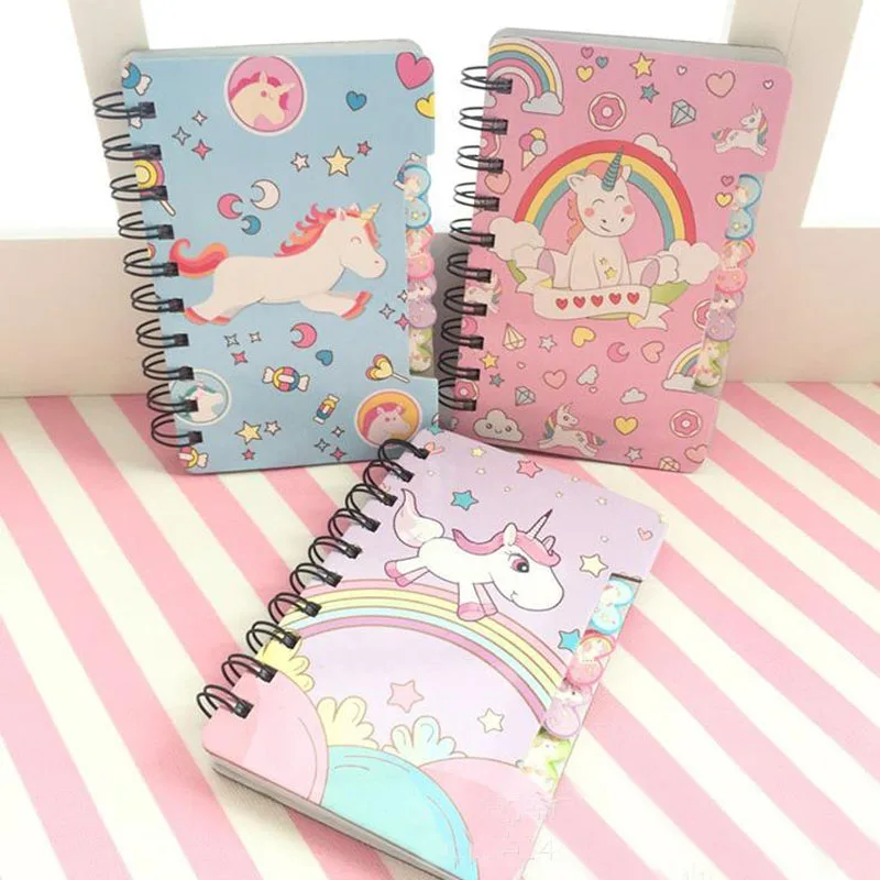 

1 Pcs Kawaii Unicorn Horse Hard Cover Coil Book Portable Pocket Notebook Diary Notepad Escolar Papelaria Stationery