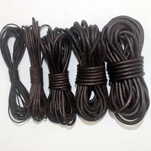 2 mètres Dia 1.5 2 3 4 5 6 8mm ronde en cuir véritable cordons idéal pour bracelet collier à la main en cuir de vache cordes fabrication de bijoux à bricoler soi-même