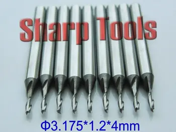 

3.175*1.2*4MM 2 Flutes Spiral Bit Solid Tungsten Carbide Milling Cutter Tools, CNC Router Bits for Wood Mdf Carving Cutting