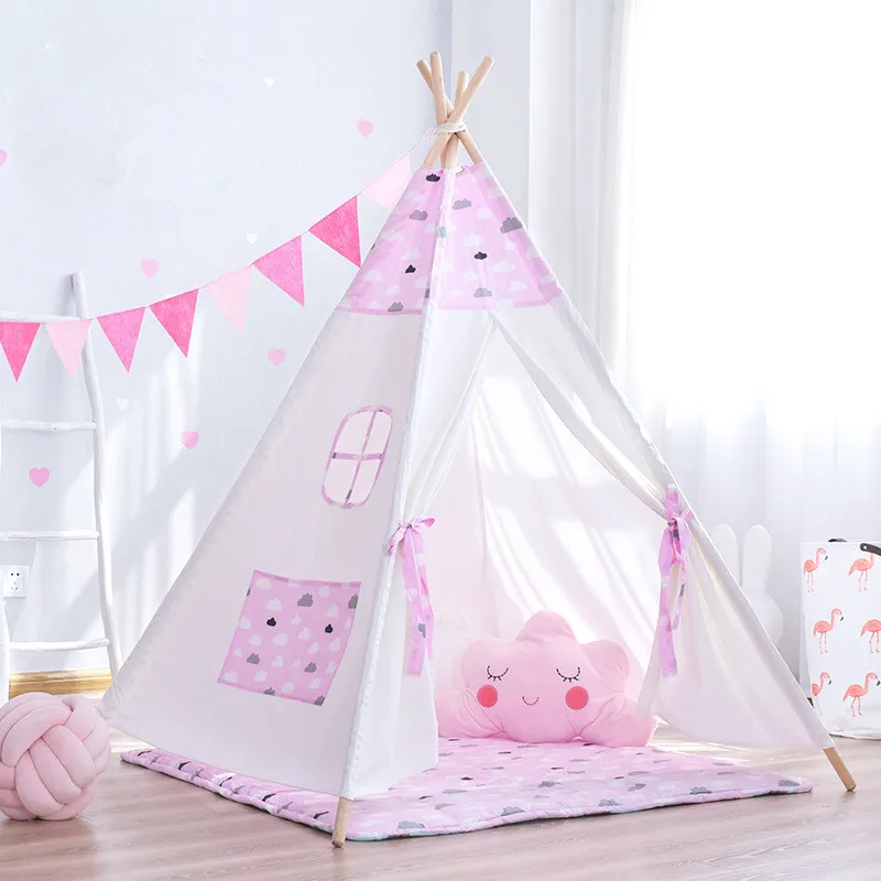 

Pink Clouds Teepee Tent Indoor Childrens Play Tipi