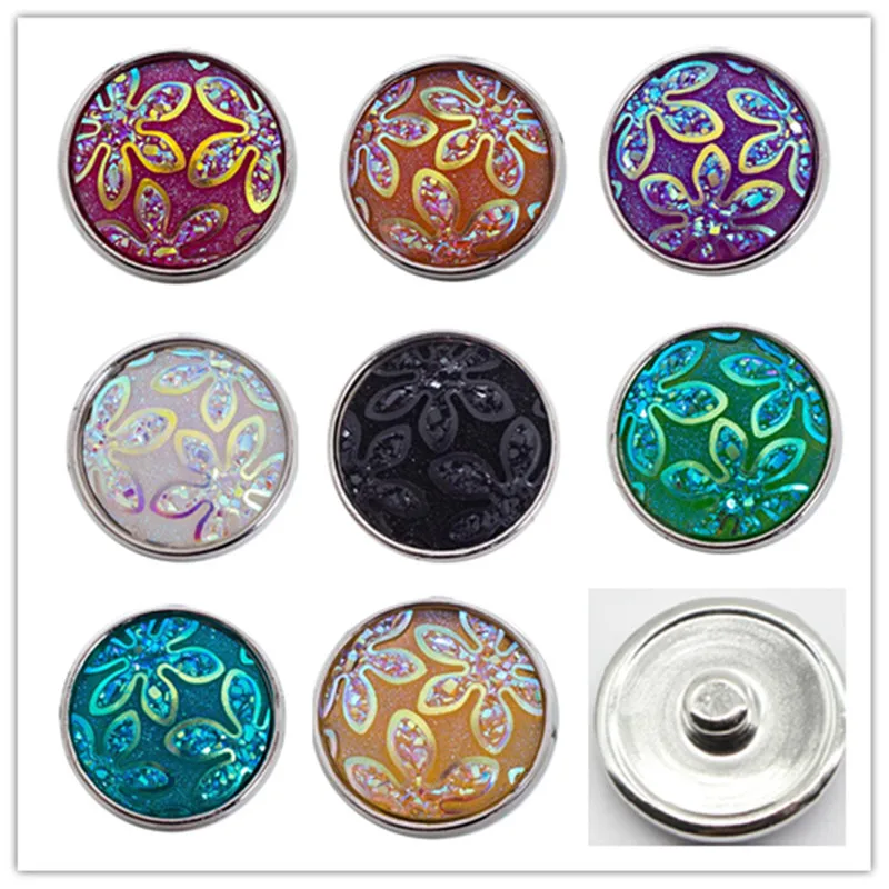 20PCS/Lot 18mm Snap Interchangeable Snap Charm Jewelry 6 Colors Resin Custom Snap Button RB18 5
