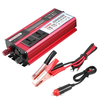

LCD Digital 1000W Car Power Inverter USB Charger Modified Sine Wave 12V to 220V Converter przetwornica Car Accessories New