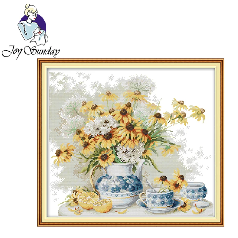 

Joy Sunday,Daisies,cross stitch embroidery set,Needlework counted cross-stitch patterns,Flower patterns cross stitch kit