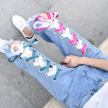 Новая лента bf джинсы высокая талия джинсовые широкие брюки прямые брюки