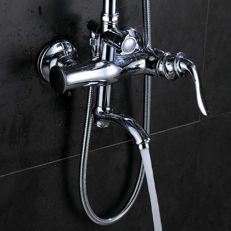 Shower Faucet Brass Chrome Wall Mounted Bathtub Faucet Rain Shower