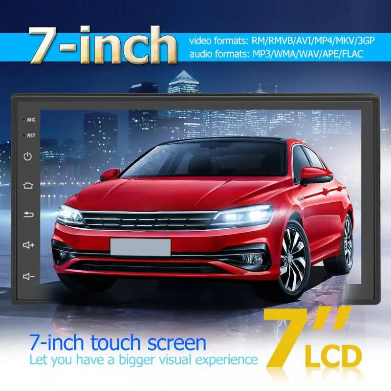 Perfect 7in Car Stereo MP5 Player FM AM Radio Capacitive Touch Screen Android 8.1 BT Music GPS Auto Audio Player Mirrorlink Reverse Cam 9
