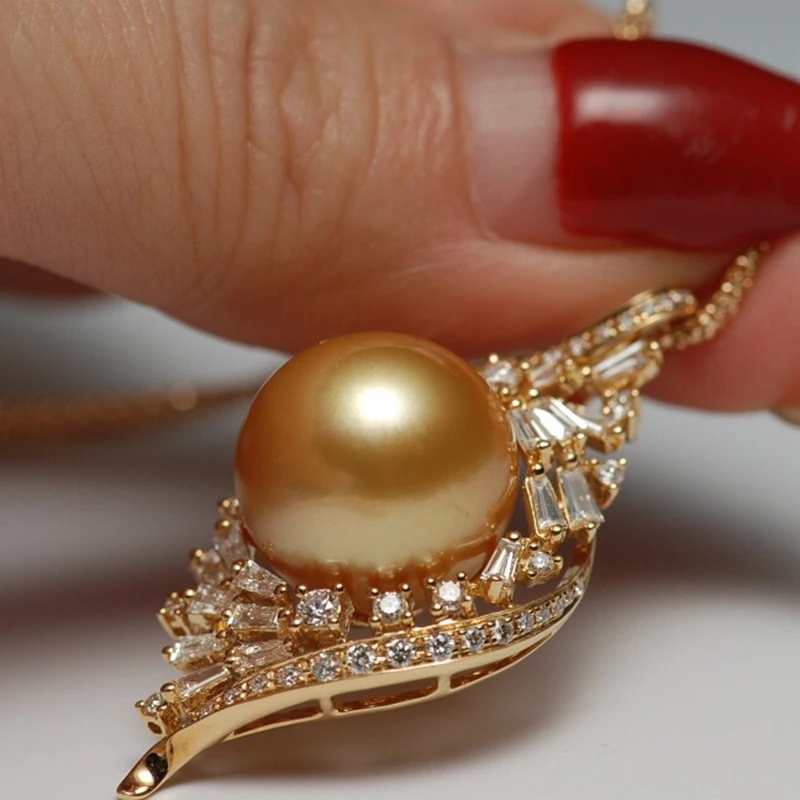 18k gold diamond southsea golden pearl necklace (1)