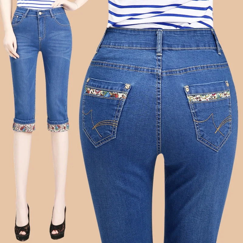 2019 Summer Women Skinny Capris Jeans High Waist Pants Denim Female Stretch Knee Length Casual Pencil Jeans 2019 Summer Women Skinny Capris Jeans High Waist Pants Denim Female Stretch Knee Length Casual Pencil Jeans