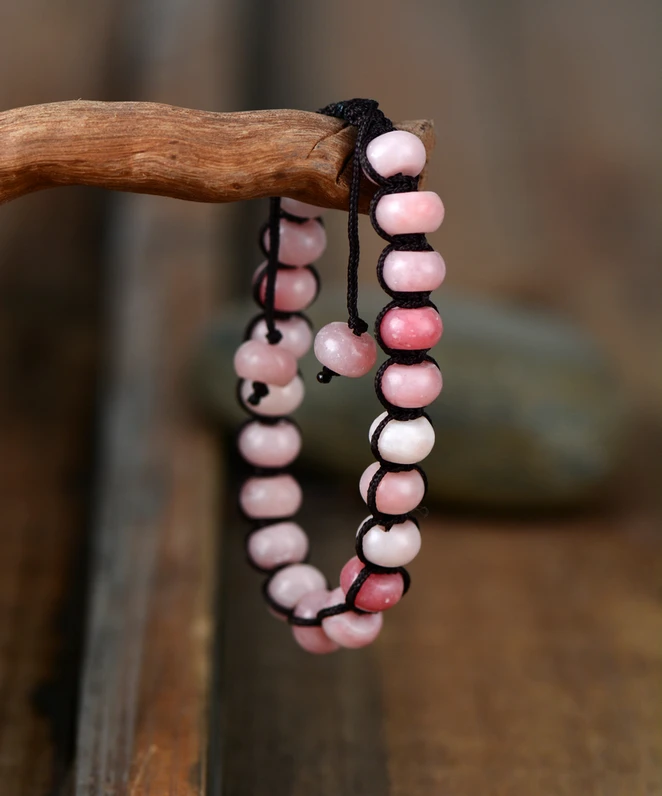 Pink Opal Bead Friendship Bracelet Fantasy Natural Stones Adjustable Bracelet For Women Beaded Fashion OL Bracelet Gifts