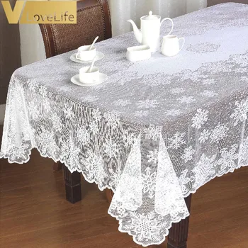 

1pcs Rectangle 152x228cm White Snowflacke Table Cloth For New Year Christmas Table Cloth Lace Wedding Home