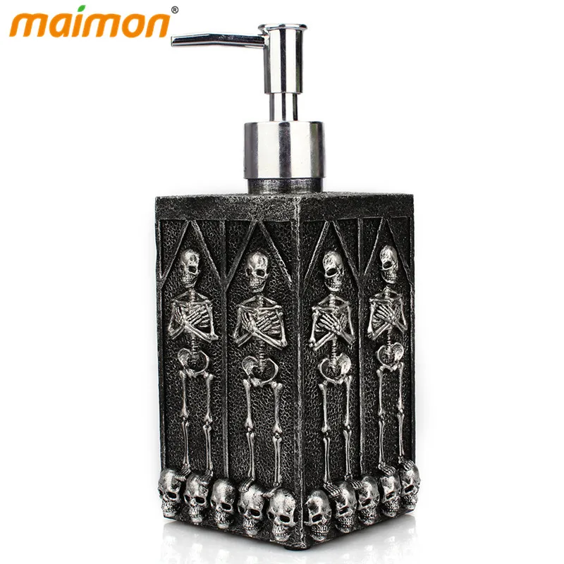 

Crypt Skull Liquid Soap Dispenser Shower Shampoo Bottle Dispenser Pump Bathroom Body Wash Lotion Hand Sanitizer Container Black