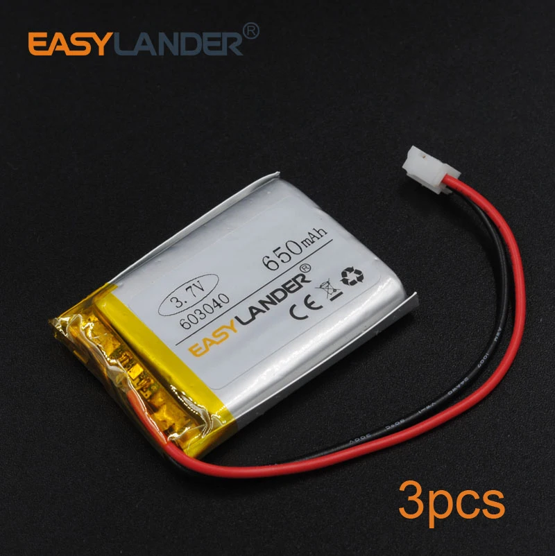 3pcs/Lot 3.7V 650mAh Rechargeable li Polymer Li ion Battery For MP3/MP4/Game Player mouse GPS