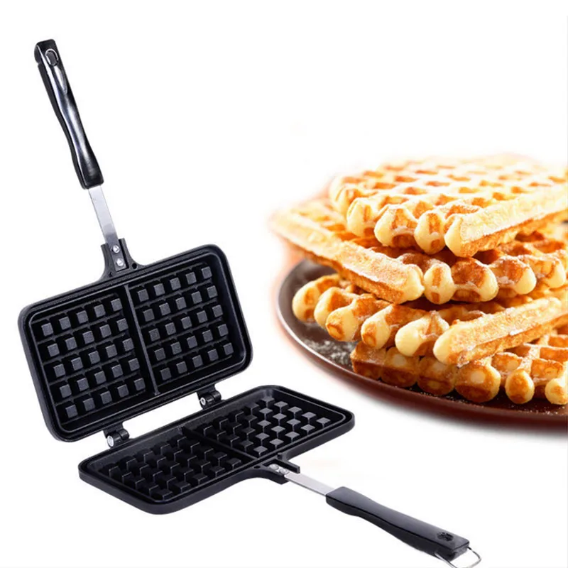 Cast Aluminum Fashioned Cast waffle Baking Mold, Non Stick DIY Waffle