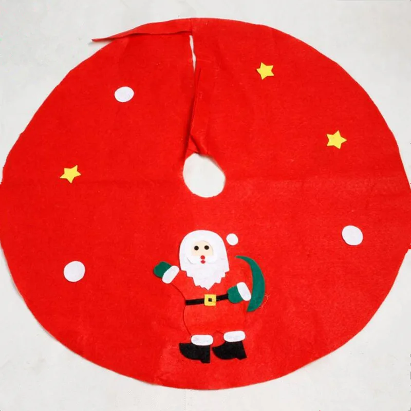 

1pc Christmas decorations Red Santa Clause Christmas Tree Skirts non-woven Christmas tree apron Santa Claus applique tree skirt
