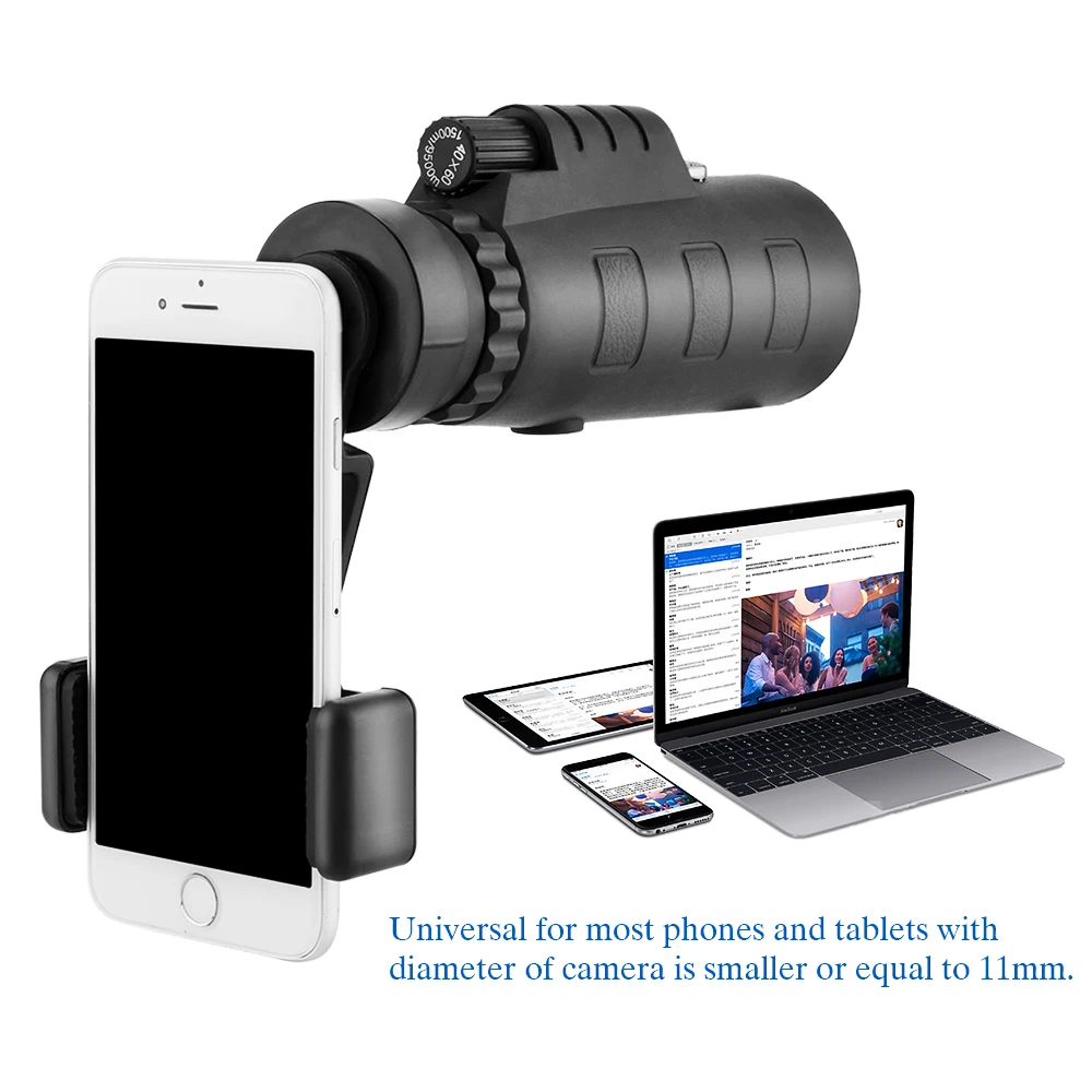 

40x60 HD Zoom Optical Monocular Telescope For All Phone Mobile Phone Lens Observing Survey Camping Telescope With Holder