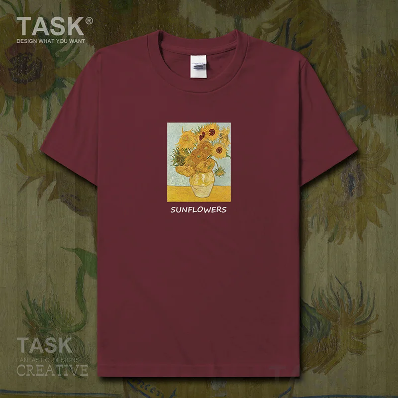 Mondo Famoso Dipinto Serie T-Shirt Van Gogh Art Paintin Sole Fiori Manica Corta Vestiti Di Estate Del Cotone Retro Streetwear Casual