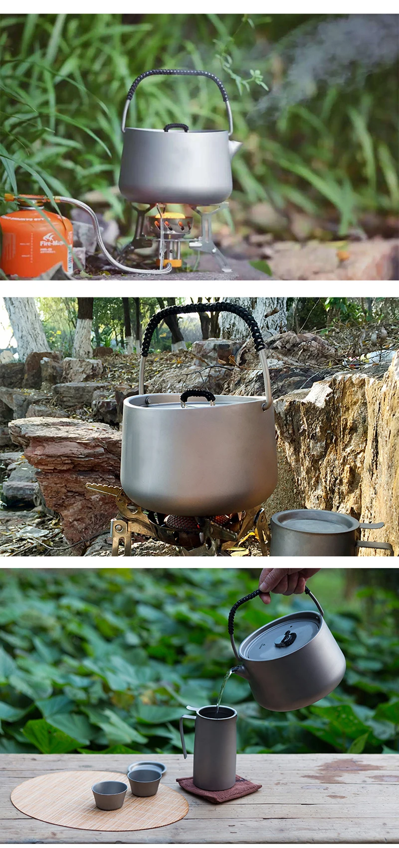Pote de Café Bordo Fogo Panna Série Titanium Pot Camping Traving Caminhadas Caça Piquenique Chá Bule Chaleira 1l Fmc-ptk 12 Traving Caminhadas Caça Piquenique Pote de Café Chá Bule Chaleira 1L FMC-PTK