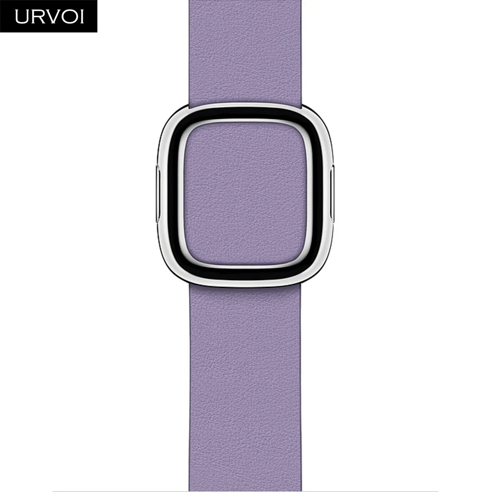 URVOI, современный ремешок с пряжкой для apple watch, серия 5, 4, 3, 2, 1, ремешок для iwatch, мягкий гладкий верх, зернистая кожа, удобный на ощупь - Цвет ремешка: Lilac