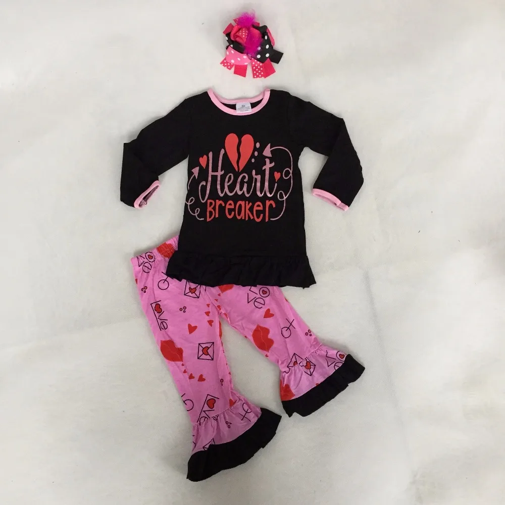 Valentine's day baby girls Spring outfit suit love heart breaker top