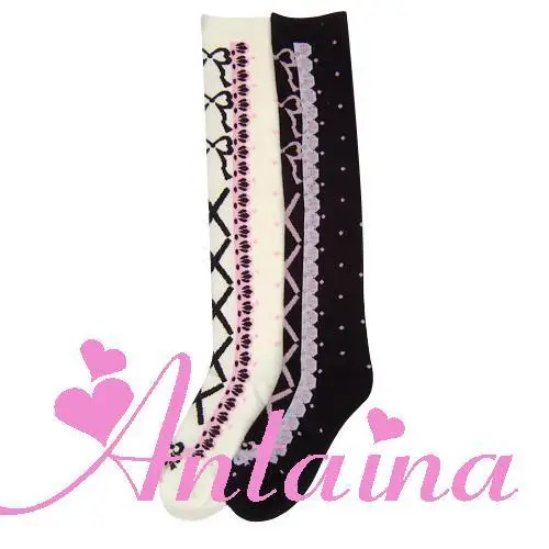 

Royal Princess Sweet Lolita stockings Autumn-winter thick 100% cotton knee-high vintage lace stocking young girl soks KCCW14