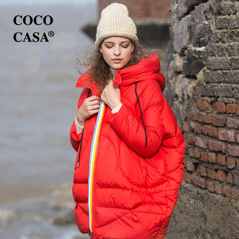 rouge blanc Vestes jaune Chinoiserie Canard Noir Ovesized Ultra Femmes Capuchon Épais De 90 À Hiver Duvet Lynette's Chaud Blanc Manteaux Lâche U1qHxpw