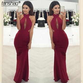 

Burgundy 2019 Prom Dresses Simple Sheath Halter Plus Size Sexy Party Maxys Long Prom Gown Evening Dresses Robe De Soiree