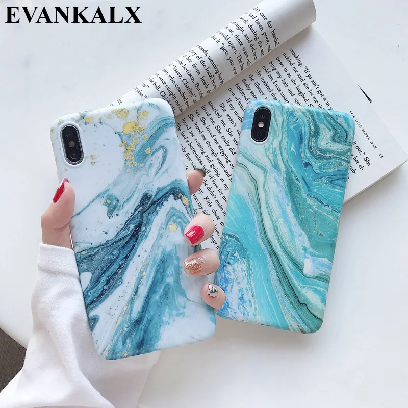EVANKALX модные синие мрамор телефонные чехлы для iPhone X Xs Max XR отверстие продать