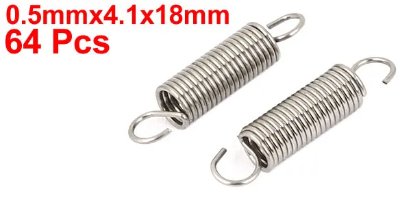 UXCELL 0.5Mmx4.1X18mm Металл двойной крюк небольшой Натяжной пружины 64 шт