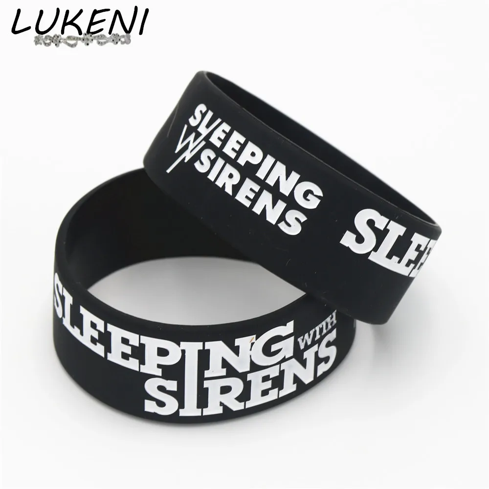 

1PC SLEEPING WITH SIRENS Rock Style Band Silicone Wristbands for Music Fans Wide Black Bracelets&Bangles Jewelry Gifts SH131