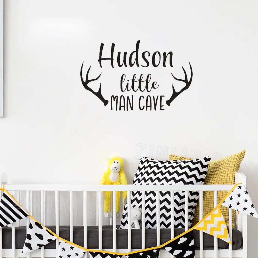 Personalized Name Wall Decal Baby Boys Nursery Decor Man Cave Stickers For Kids Rooms Deer Antlers Art Mural Wallpaper Z438 Personalized Name Wall Decal Baby Boys Nursery Decor Man Cave Stickers For Kids Rooms Deer Antlers Art Mural Wallpaper Z438