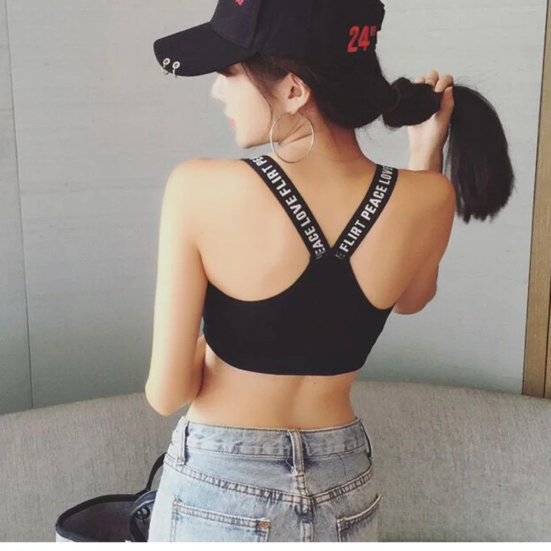 2019 Womens workout camisole bandage Crop top black&white Modal Strappy Fashion Backless bra camis fitness tank tops women