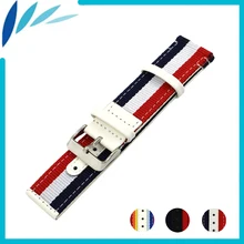 Nylon Leather Watch Band 22mm for Amazfit Huami Xiaomi Smart Watchband Fabric Nato Strap Wrist Loop Belt Bracelet Black White