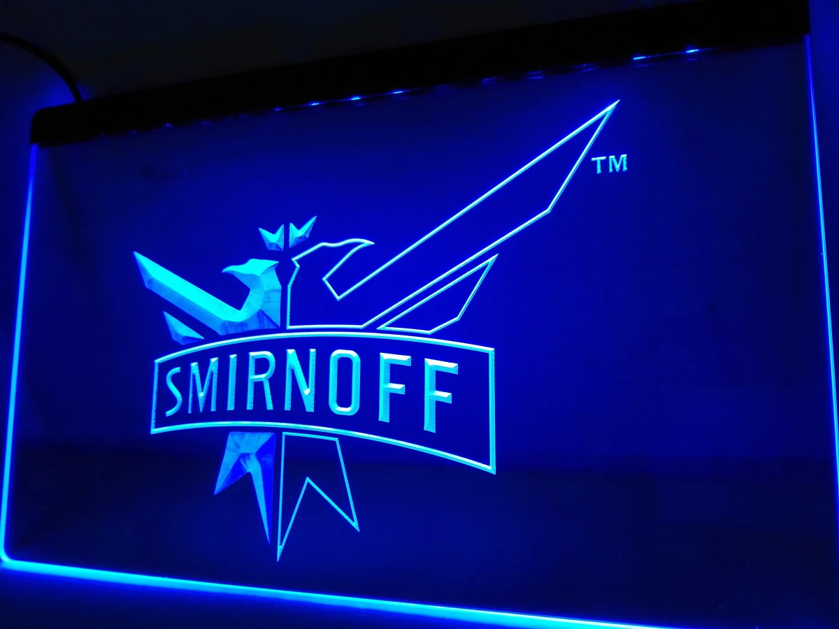LE195 Водка Smirnoff винный пивной бар светодиодная неоновая светосветильник вывеска