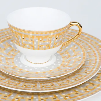 

Mosaic Plate Flat Plate Coffee Cup And Saucer Club Tableware Gift European Hot Sale