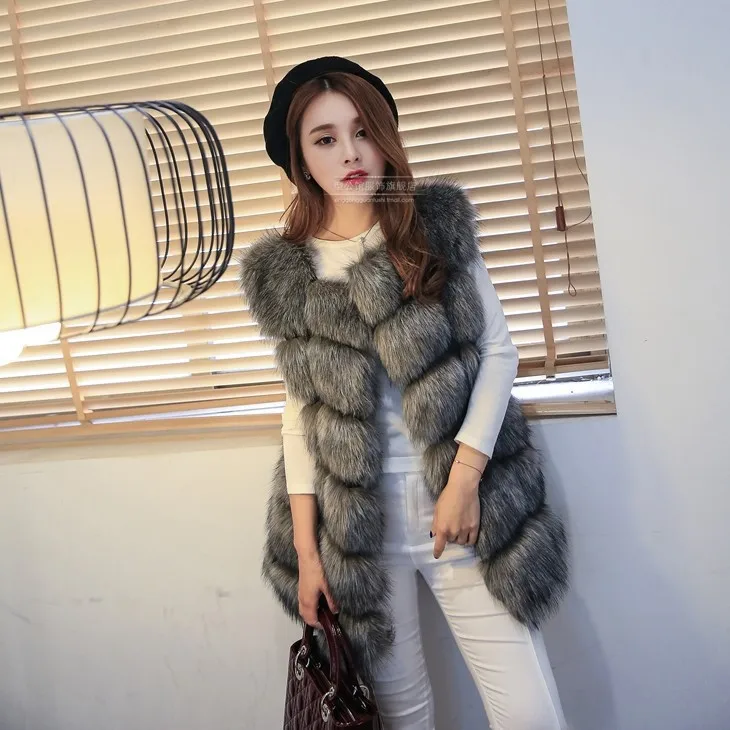 

Newest Winter Warm Fashion Women Import Coat Fur Vest High-Grade Faux Fur Coat Fox Fur Long Vest Plus Size: S-XXXXL