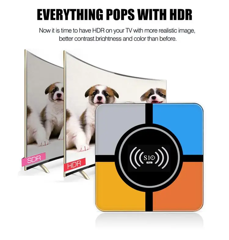 Smart Android ТВ коробка S10 плюс Беспроводной зарядки RK3328 4 ядра HDMI медиа плеер IPTV Set Top Box