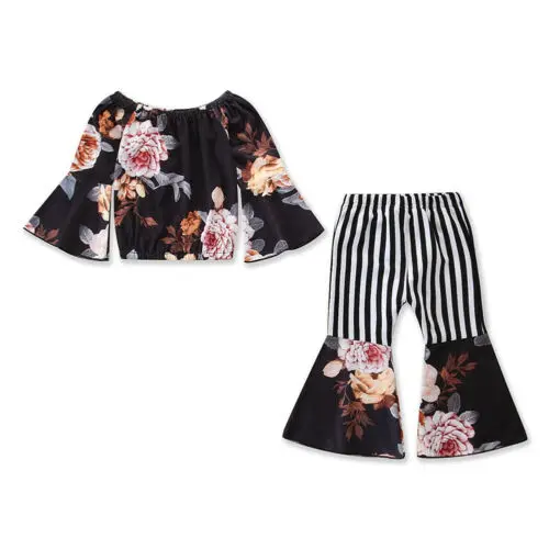 

Boutique girl clothes Toddler Baby Girl Clothes Casual Tops+Stripe Long Pants Summer Autumn Outfits