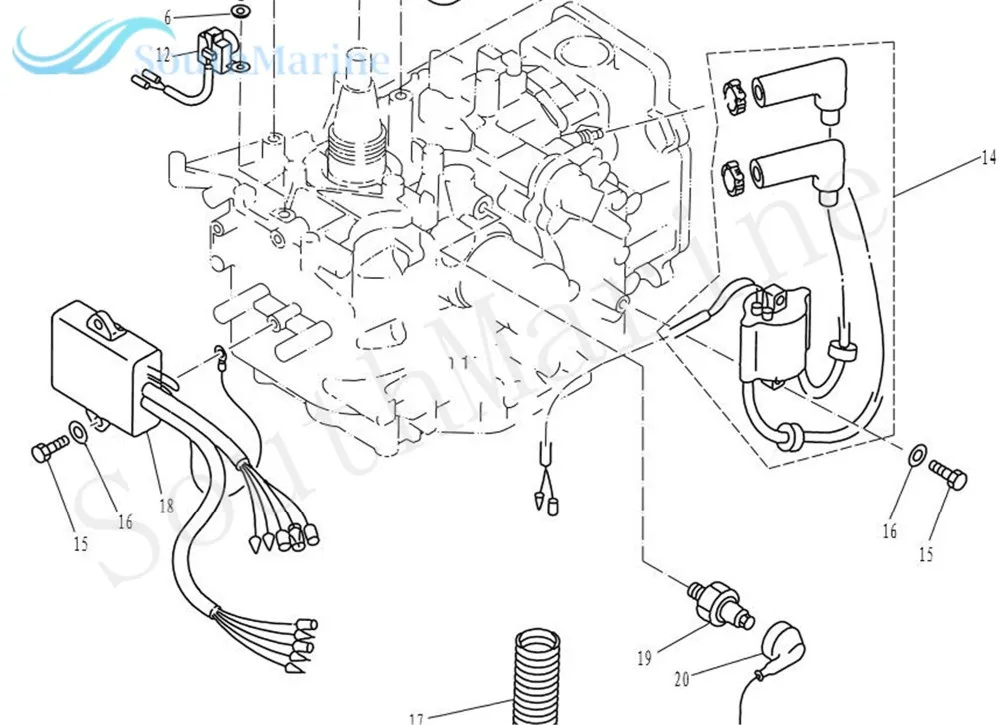 Моторная лодка катушка зажигания в сборе F15-07000600 для Parsun HDX 4-ход F9.9 F13.5 F15 подвесным двигателем, высокая Давление катушки