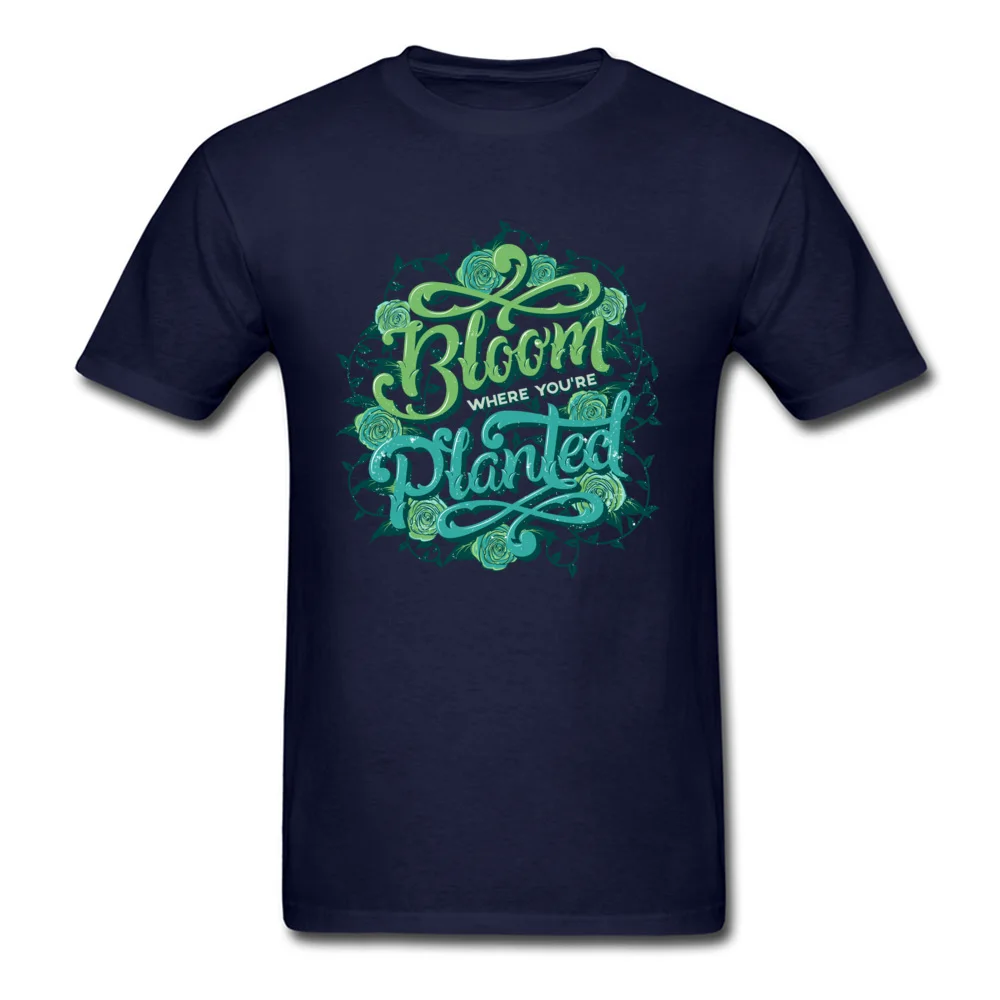 Hip Hop Men T Shirt O Neck Short Sleeve 100% Cotton Bloom Tops Shirts Printed T Shirt Drop Shipping Bloom navy