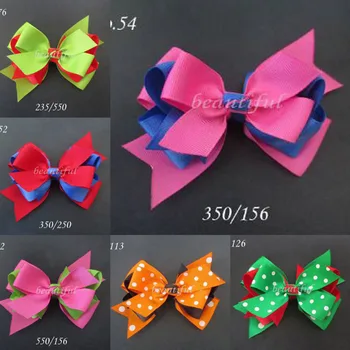 

50 BLESSING Good Girl Boutique A- Three Layer 4.5" Hair Bow Clip 158 No.