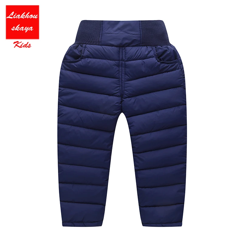 Liakhouskaya/зимние теплые леггинсы; пуховые штаны для мальчиков и девочек; Детские однотонные брюки; повседневные Прямые детские штаны с эластичной резинкой на талии