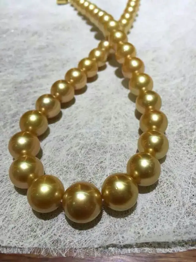 

12-13mm genuine south seas gold pearl necklace 17inch
