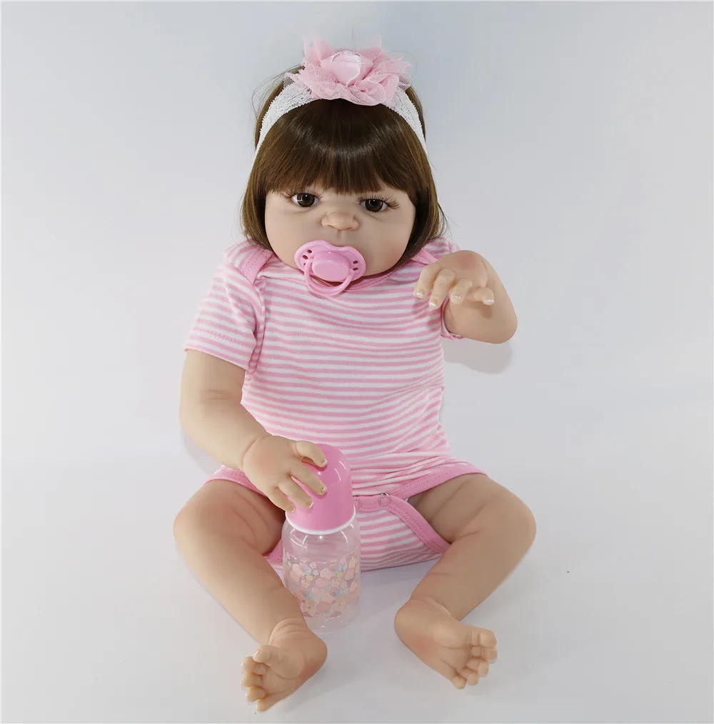 

23"57cm Full silicone reborn baby dolls Toy Baby-Reborn lifelike princess vinyl newborn bathe princess toddler Brinquedos