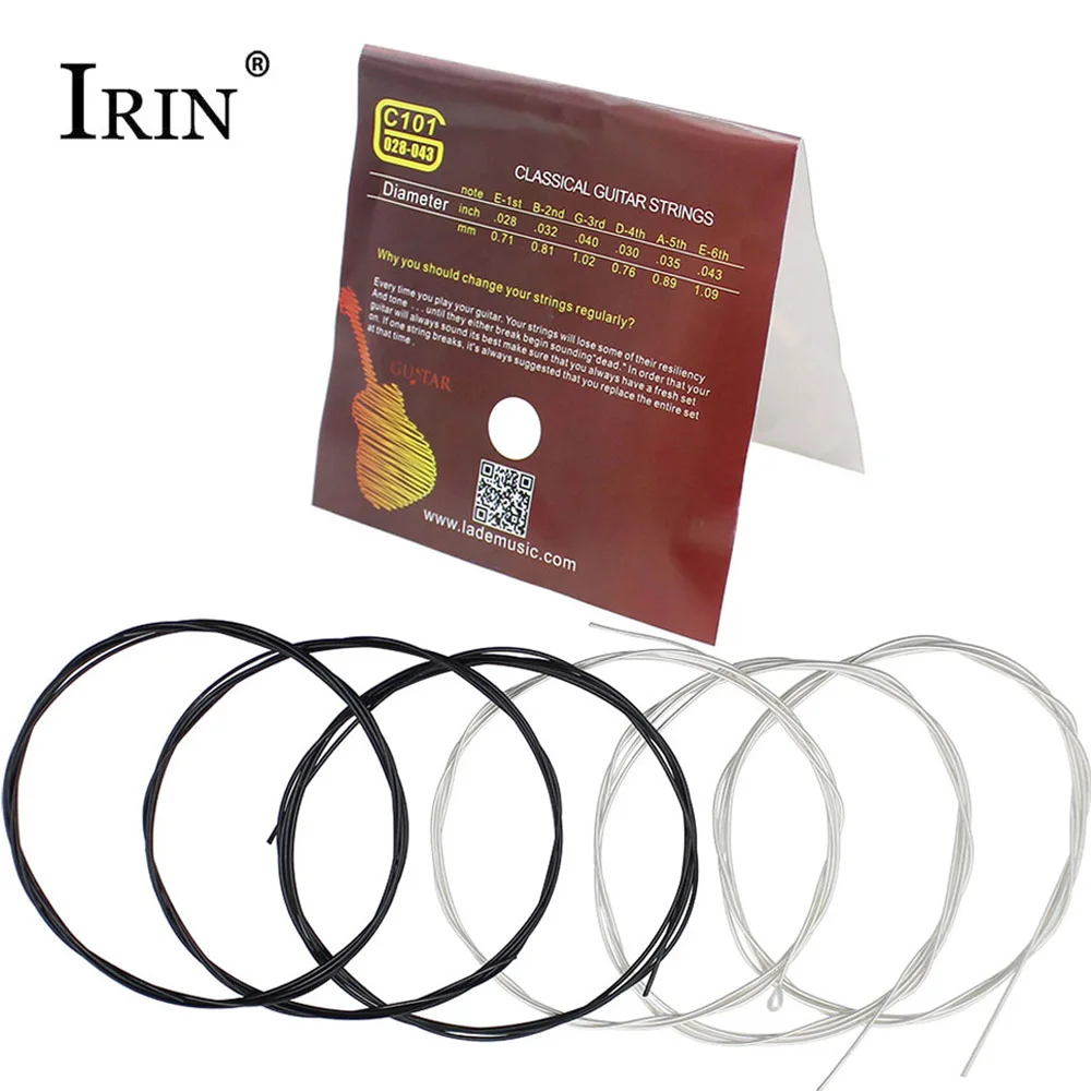 

2sets! IRIN C101 Classical Guitar Strings Set Black Silver-plated Nylon Fiber Strings Musical Instrument Accessories